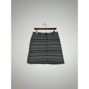 Maeve Anthropologie Women's Button Front Geo Print Black Skirt 12
